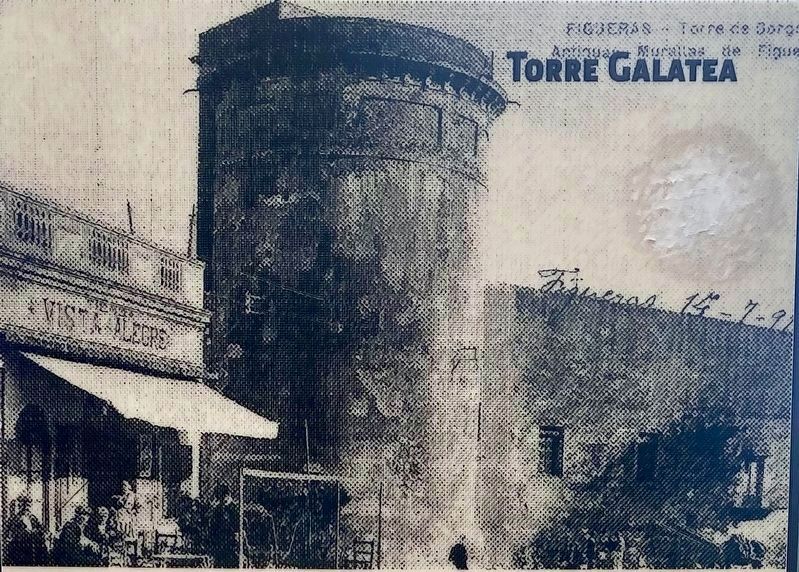 Marker inset: Postcard of tower when it was known as "Torre de Gorgot" image. Click for full size.