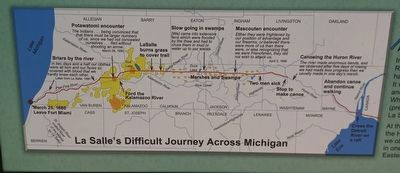 Huron River Marker  La Salle's Difficult Journey Across Michigan image. Click for full size.