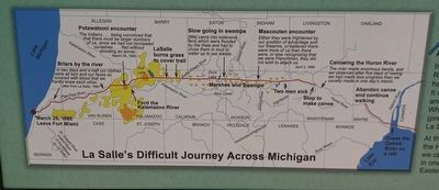 Huron River Marker � La Salle's Difficult Journey Across Michigan image. Click for full size.