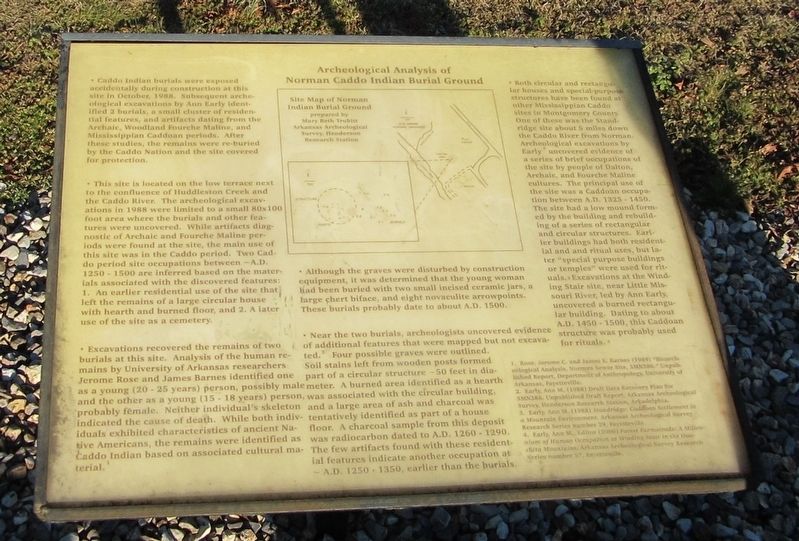 Archeological Analysis of Norman Caddo Indian Burial Ground Marker image. Click for full size.
