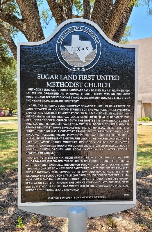 Sugar Land First United Methodist Church Marker image. Click for full size.