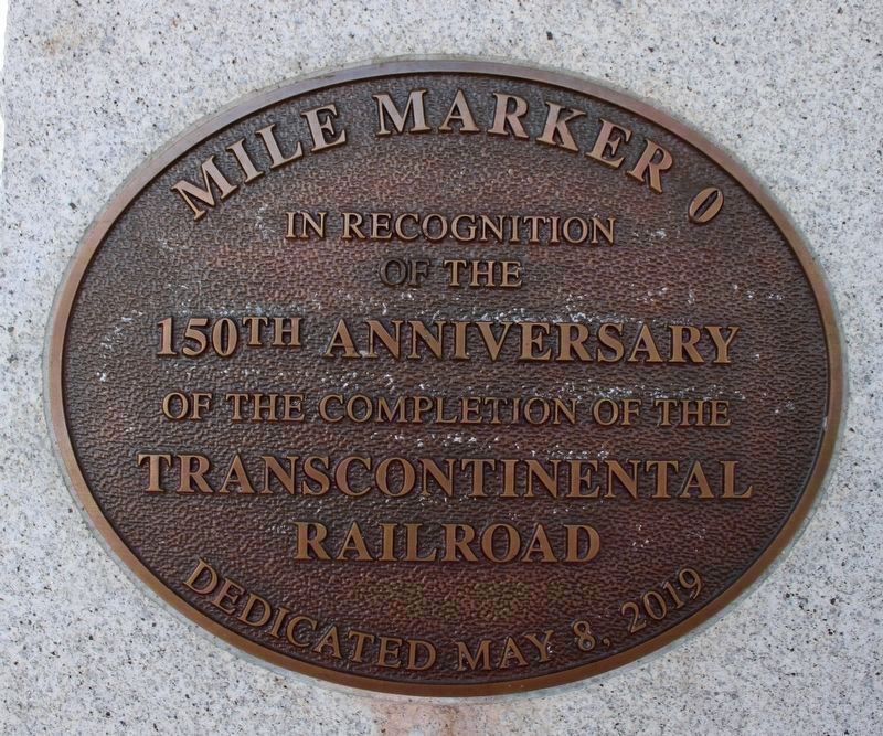 A nearby 150th anniversary marker for the completion of the Transcontinental Railroad image. Click for full size.