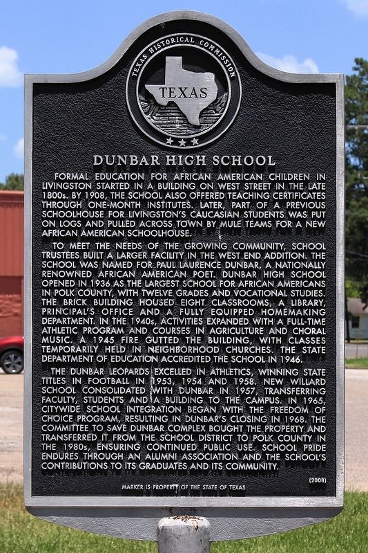 Dunbar High School Marker image. Click for full size.