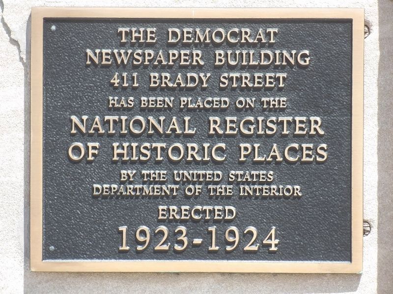 The Democrat Newspaper Building Marker image. Click for more information.