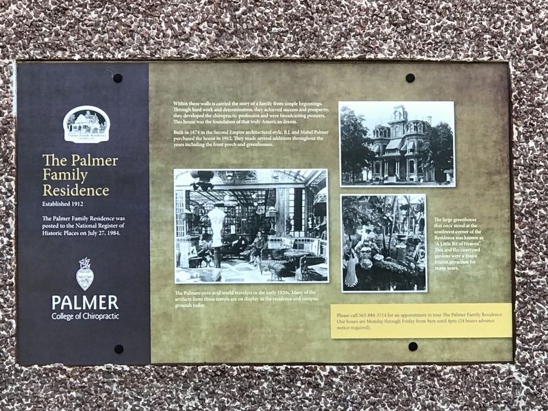 The Palmer Family Residence Marker image. Click for full size.