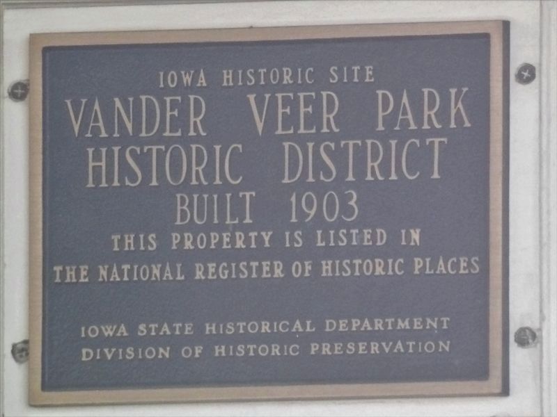 Vander Veer Park Historic District Marker image. Click for more information.