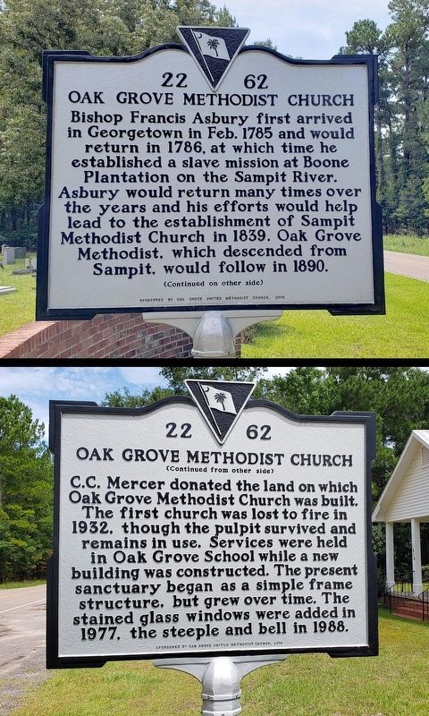 Oak Grove Methodist Church Marker. Click for full size. Oak Grove Methodist Church Marker image. Click for full size.