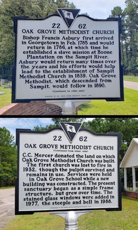 Oak Grove Methodist Church Marker image. Click for full size.