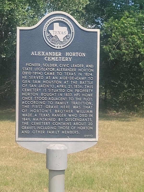 Alexander Horton Cemetery Marker. Click for full size. Alexander Horton Cemetery Marker image. Click for full size.