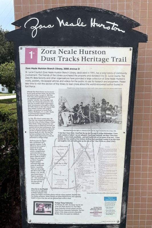 Zora Neale Hurston Branch Library Marker image. Click for full size.