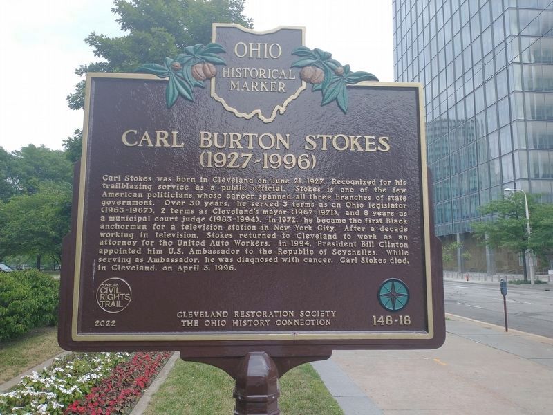 Carl Burton Stokes (1927-1996) side of the marker image. Click for full size.