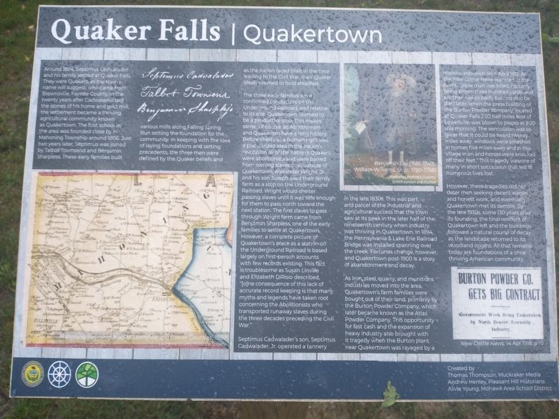 Quaker Falls Marker image. Click for full size.