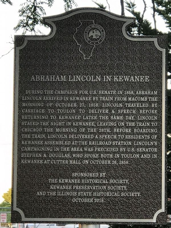 Abraham Lincoln in Kewanee Marker. Click for full size. Abraham Lincoln in Kewanee Marker image. Click for full size.