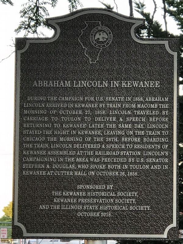 Abraham Lincoln in Kewanee Marker image. Click for full size.