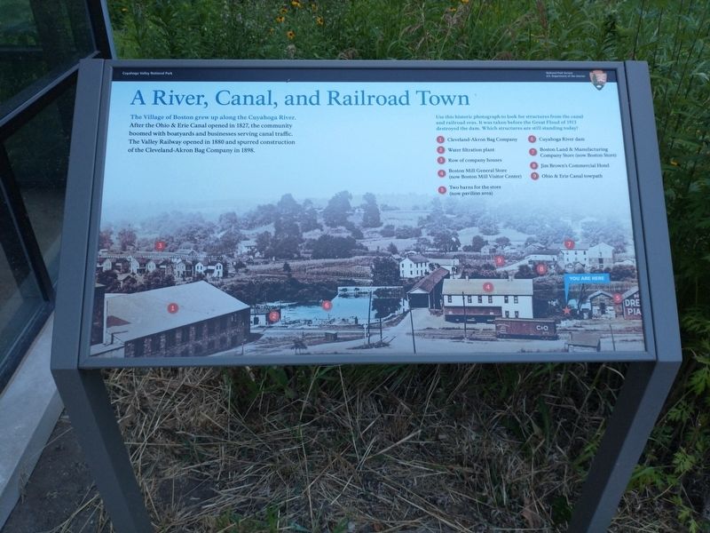 A River, Canal, and Railroad Town Marker. Click for full size. A River, Canal, and Railroad Town Marker image. Click for full size.