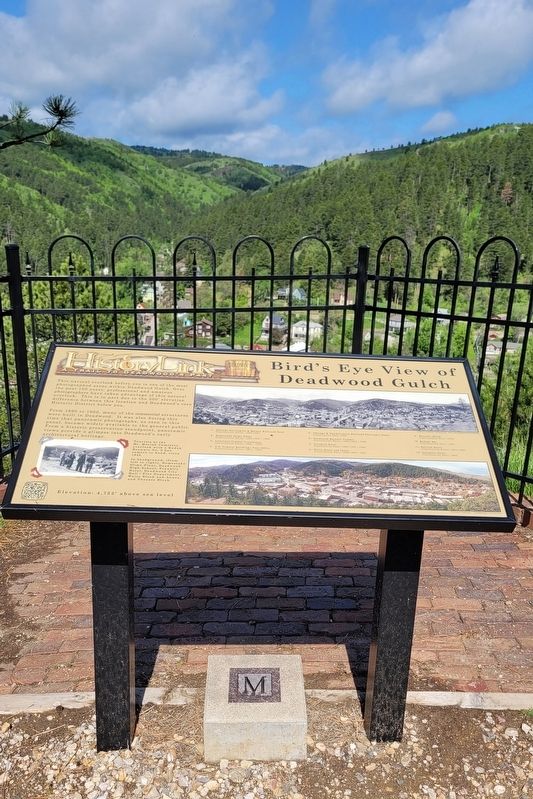 The Bird's Eye View of Deadwood Gulch and the Marker image. Click for full size.