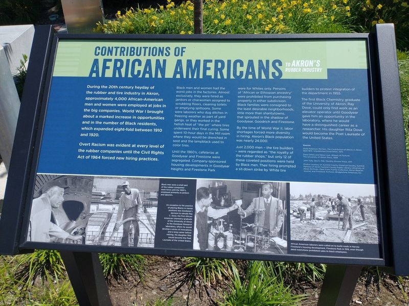 Contributions Of African Americans To Akron's Rubber Industry Marker. Click for full size. Contributions Of African Americans To Akron's Rubber Industry Marker image. Click for full size.