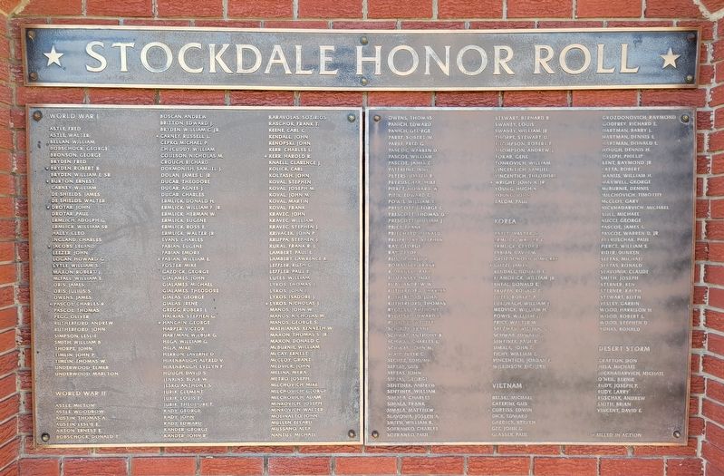 Stockdale Honor Roll Marker image. Click for full size.