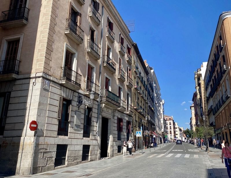 The San Salvador Parrochial Church Marker - wide view, looking east on Calle Mayor image. Click for full size.