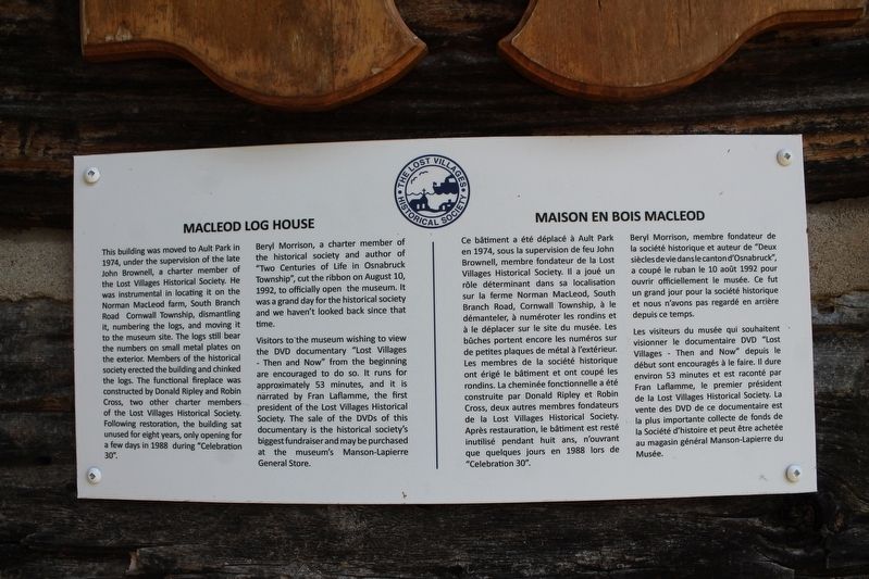 MacLeod Log House Marker. Click for full size. MacLeod Log House Marker image. Click for full size.