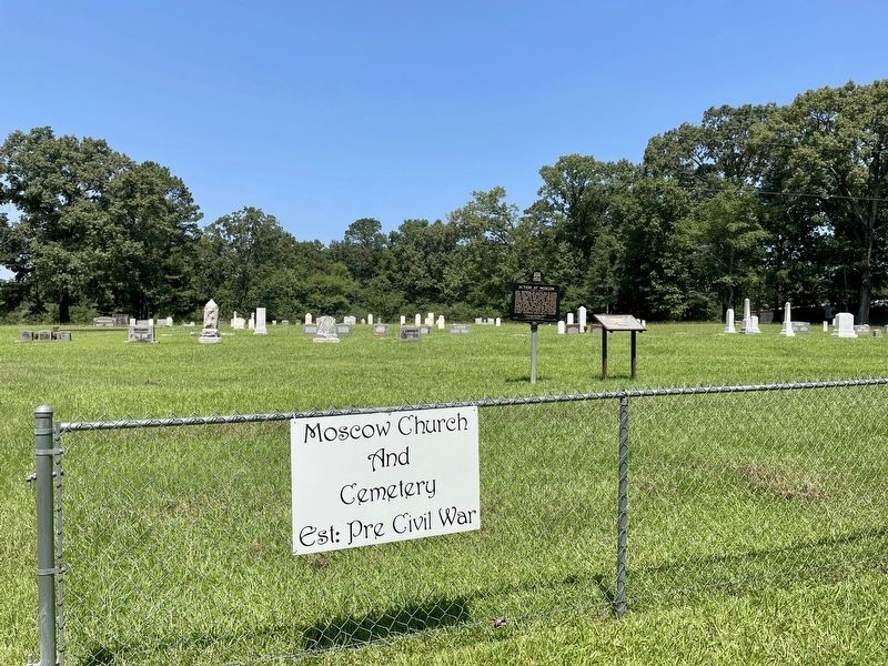 Marker (on right) within Moscow Cemetery.. Click for full size. Marker (on right) within Moscow Cemetery. image. Click for full size.