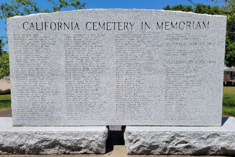 California Cemetery In Memorium Marker image. Click for full size.