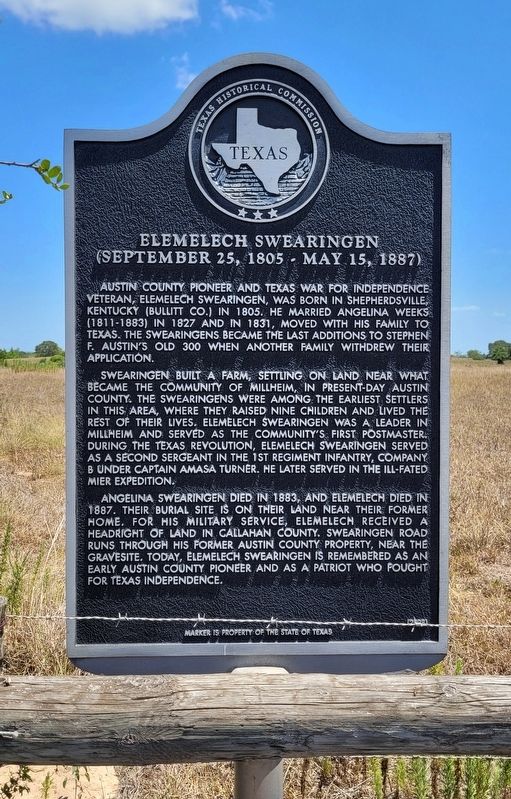 Elemelech Swearingen Marker. Click for full size. Elemelech Swearingen Marker image. Click for full size.
