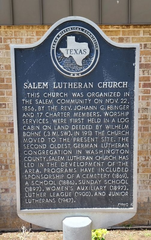 Salem Lutheran Church Marker image. Click for full size.