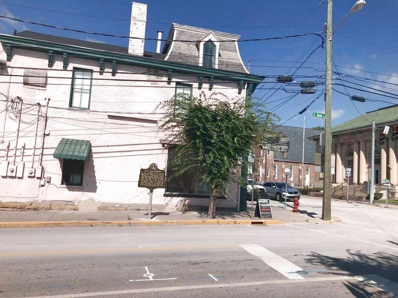 Marker on Bank Street located at side of former bank.. Click for full size. Marker on Bank Street located at side of former bank. image. Click for full size.