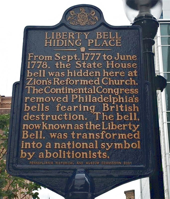 Liberty Bell Hiding Place Marker image. Click for full size.