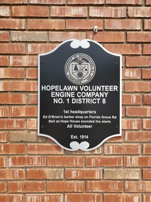 Hopelawn Volunteer Engine Company No. 1 District 8 Marker image. Click for full size.