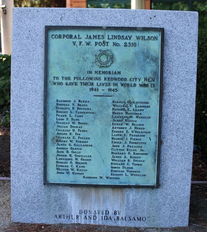 Corporal James Lindsay Wilson V.F.W. Post No. 2310 World War II Monument image. Click for full size.