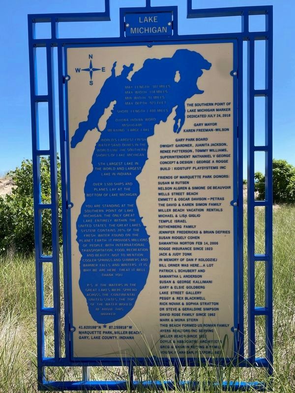 Southern Point of Lake Michigan Marker image. Click for full size.