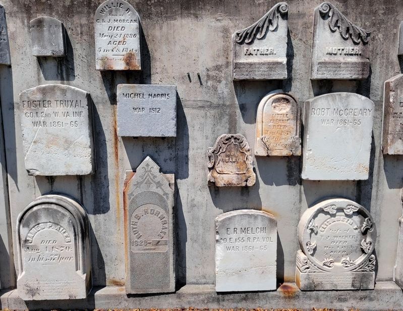 A Section of Recovered Tombstones Used As Part of the Memorial image. Click for full size.