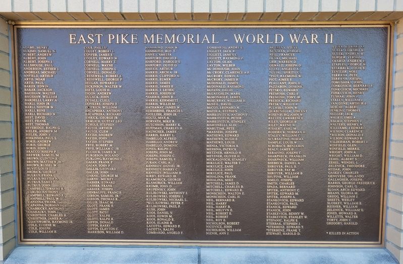 East Pike Memorial - World War II Marker image. Click for full size.