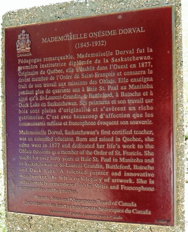 Mademoiselle On�sime Dorval Marker image. Click for full size.