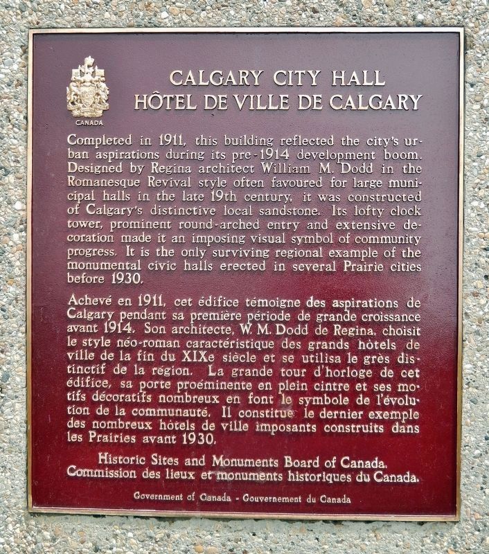 Calgary City Hall / Hôtel de ville de Calgary Marker. Click for more information. Calgary City Hall / Hôtel de ville de Calgary Marker image. Click for more information.