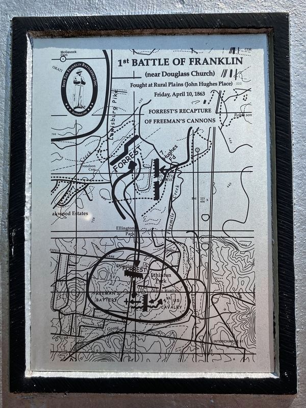 Battle map (from marker) of the 1st Battle of Franklin. image. Click for full size.