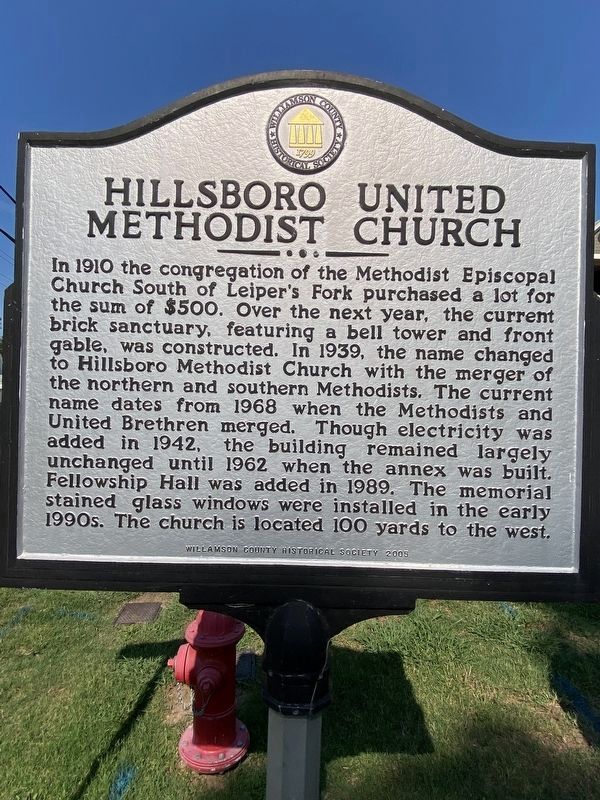 Hillsboro Methodist Church Marker image. Click for full size.