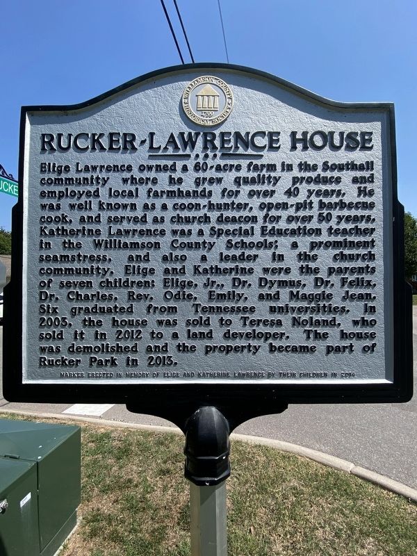 Rucker-Lawrence House Marker. Click for full size. Rucker-Lawrence House Marker image. Click for full size.