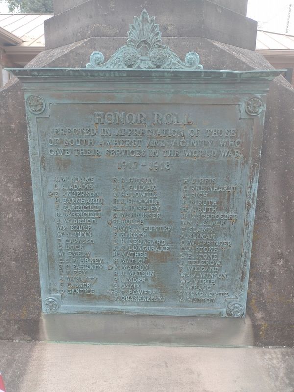 South Amherst World War Honor Roll Marker. Click for full size. South Amherst World War Honor Roll Marker image. Click for full size.