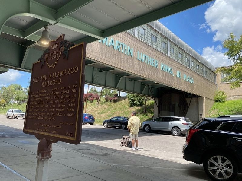 Erie and Kalamazoo Railroad / Toledo As A Rail Center Marker. Click for full size. Erie and Kalamazoo Railroad / Toledo As A Rail Center Marker image. Click for full size.