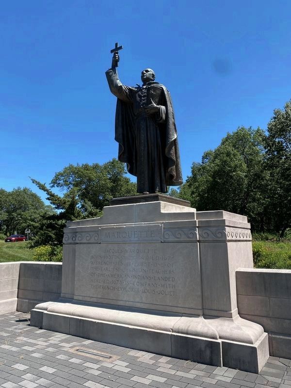Statue of Jacques Marquette on Pedestal Marker image. Click for full size.