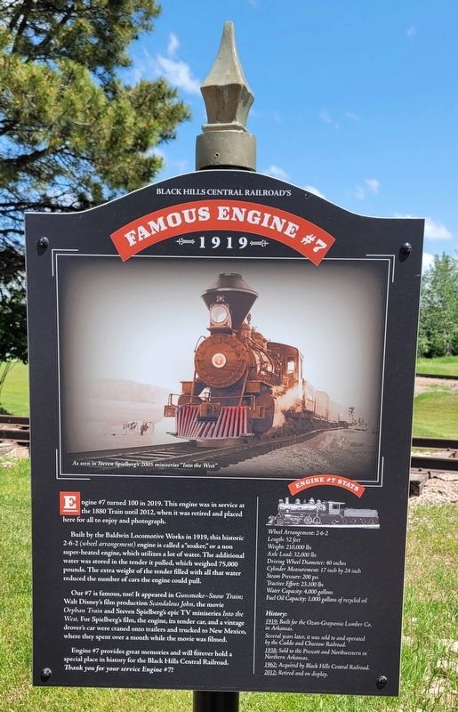 Black Hills Central Railroad's Famous Engine #7 Marker image. Click for full size.