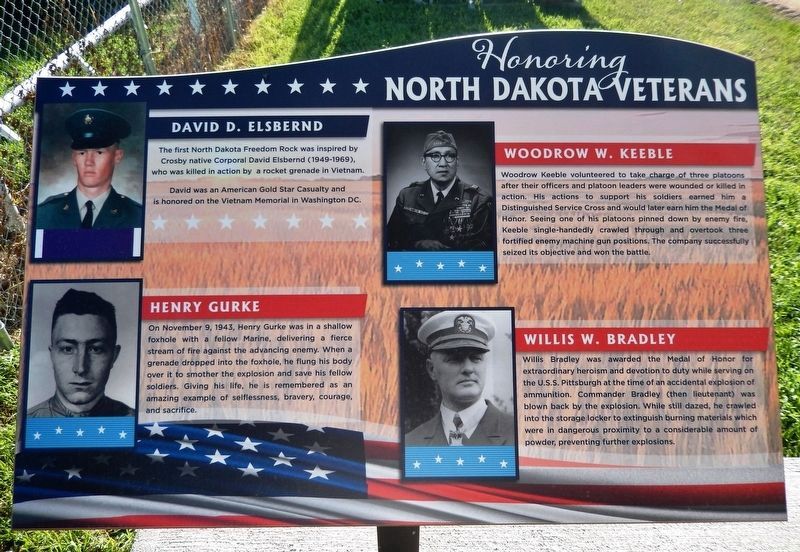 Honoring North Dakota Veterans<br>(<i>Crosby Freedom Rock Interpretive Panel 2</i>) image. Click for full size.