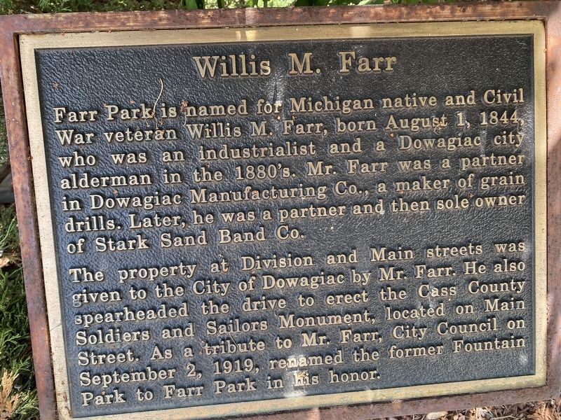 Willis M. Farr Marker. Click for full size. Willis M. Farr Marker image. Click for full size.