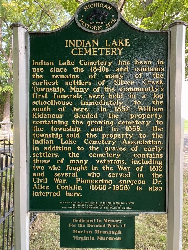 Indian Lake Cemetery Marker image. Click for full size.