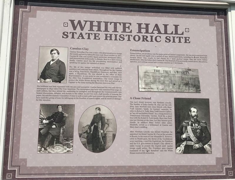 White Hall State Historic Site Marker (Side A) image. Click for full size.