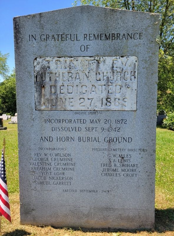 In Grateful Remembrance of Trinity Ev. Lutheran Church Marker image. Click for full size.