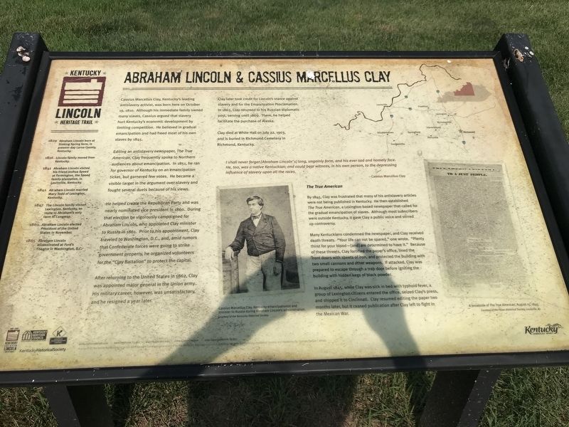 Abraham Lincoln & Cassius Marcellus Clay Marker image. Click for full size.